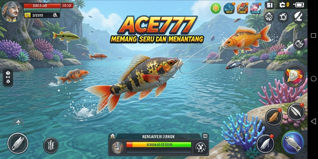 Screenshot gameplay ACE777 menampilkan suasana memancing yang menegangkan.