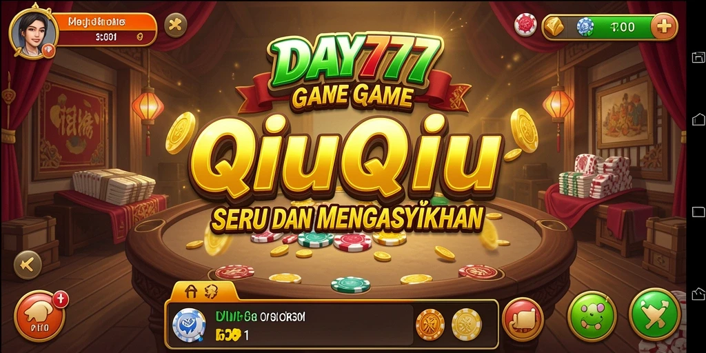 Screenshot gameplay DAY777 menampilkan keseruan bermain QiuQiu.