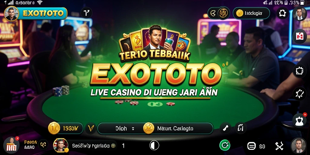Tampilan screenshot aplikasi EXOTOTO dengan dealer live dan permainan yang menarik.
