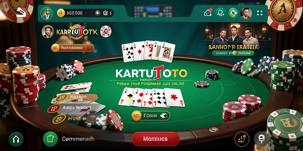 Tangkapan layar gameplay KARTUTOTO yang menunjukkan keseruan bermain Poker.