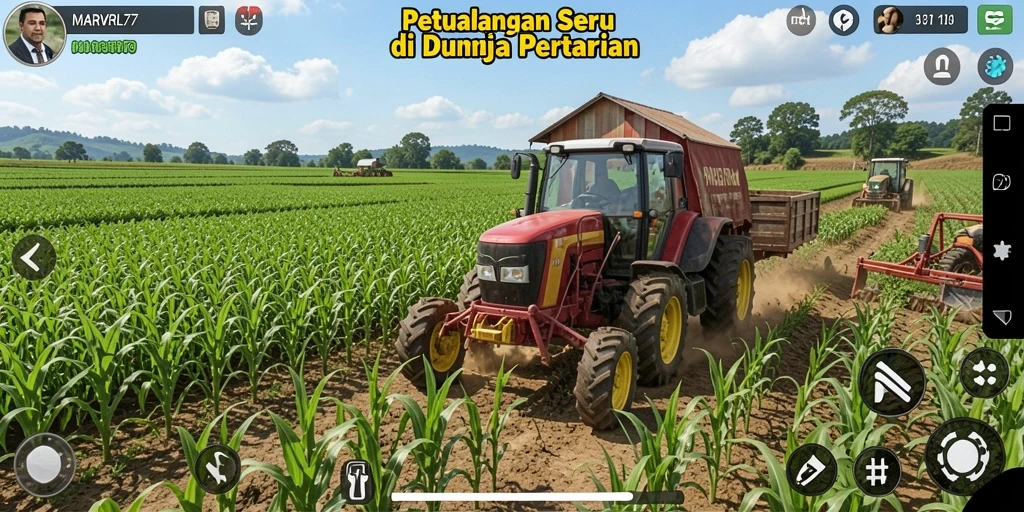 Tangkapan layar gameplay MARVRL77 menunjukkan aktivitas bertani yang menyenangkan.