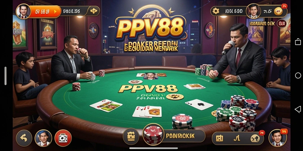 Tangkapan layar PPV88 menampilkan pemain yang penuh konsentrasi saat bermain Poker.