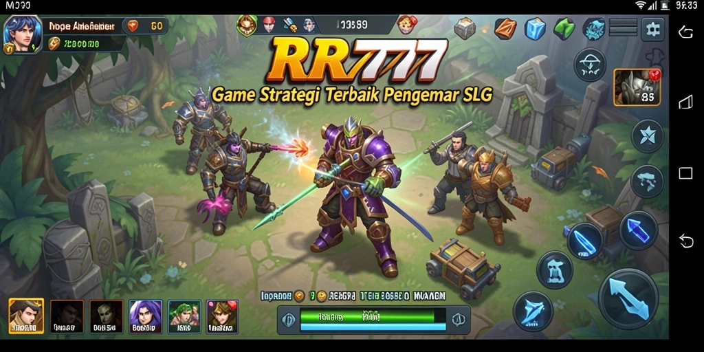 Tangkapan layar gameplay RR777 yang menunjukkan pertempuran strategis.