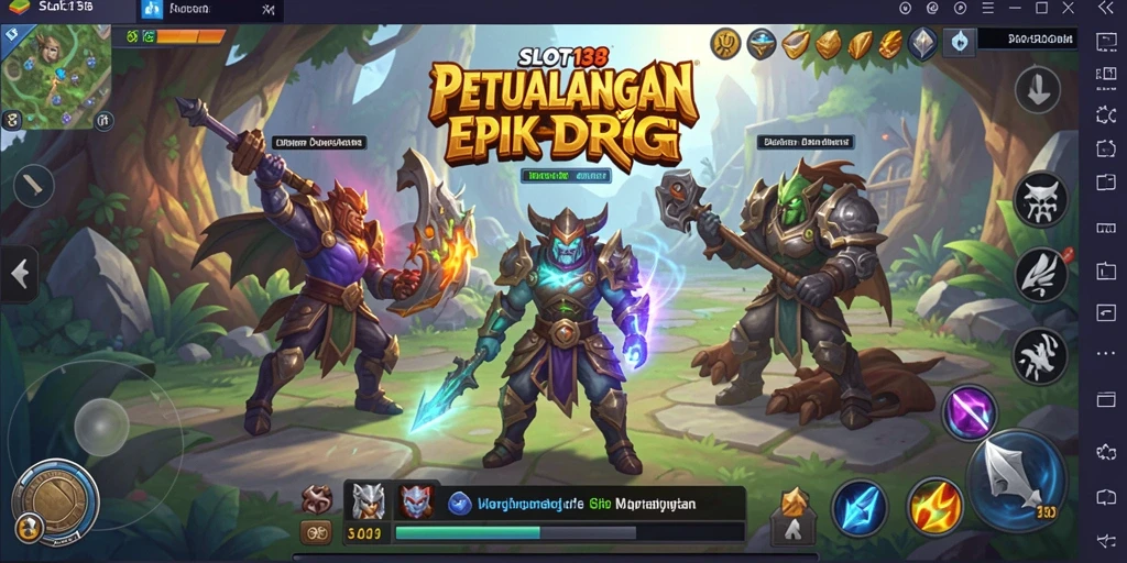 Tampilan menangkap momen pertarungan epik di SLOT138 dengan karakter heroik.
