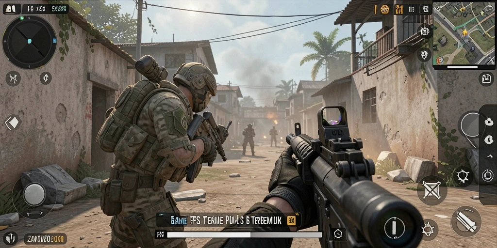 Gambaran mendebarkan dari gameplay FPS di ZAVONZO.
